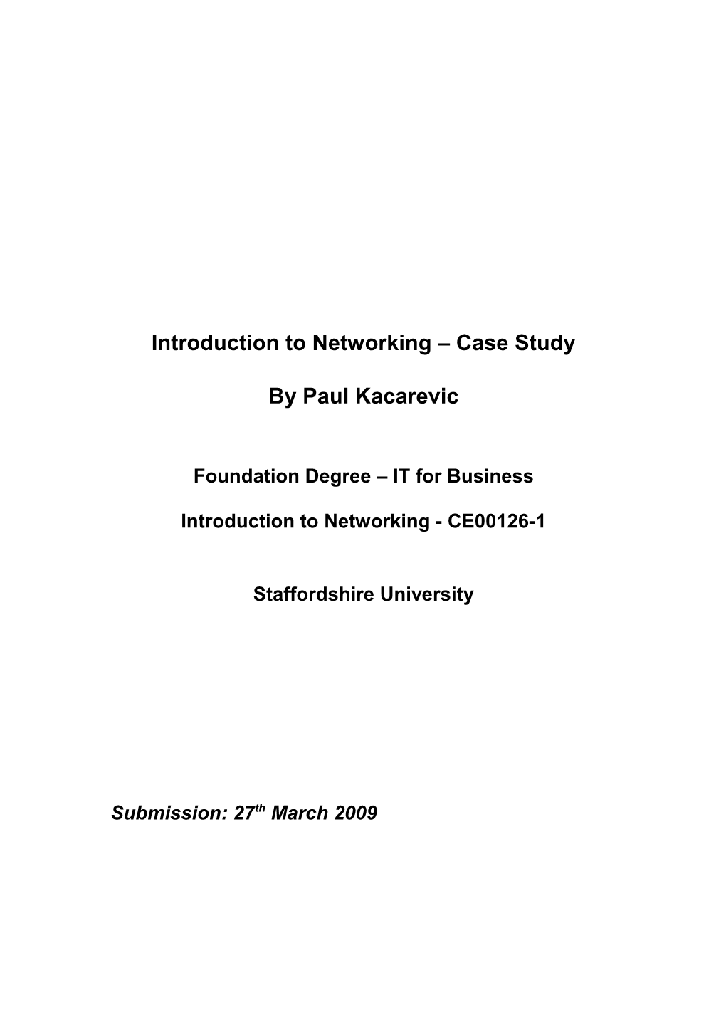 Introduction to Networking Case Study