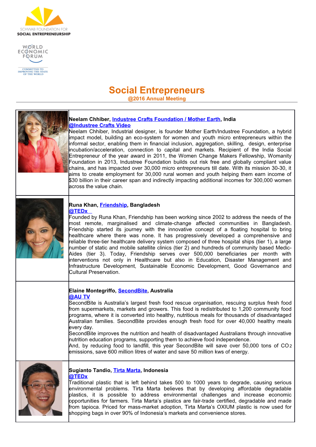 Social Entrepreneurs