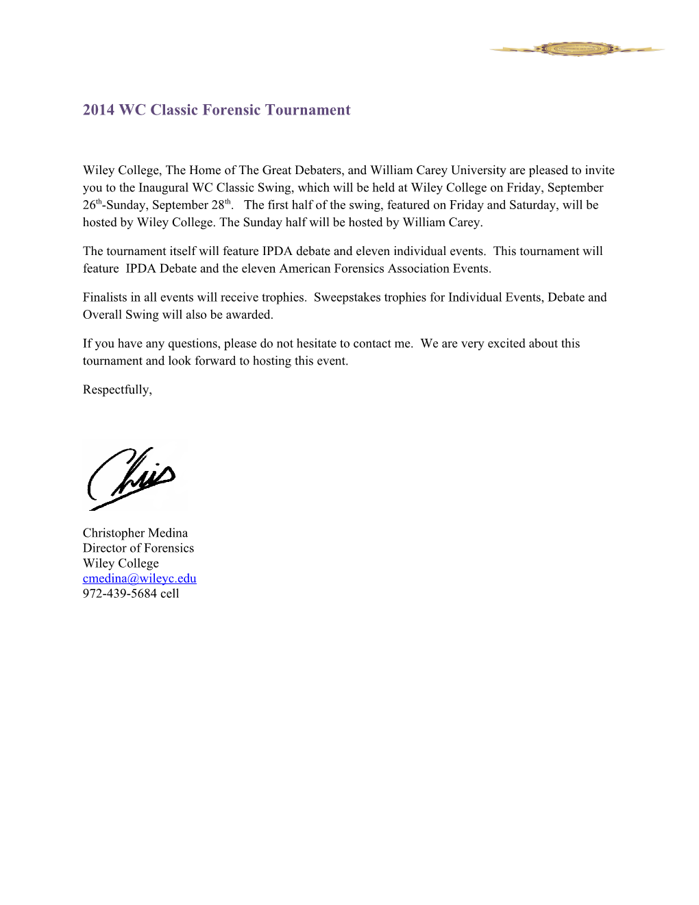 2014 WC Classic Forensic Tournament