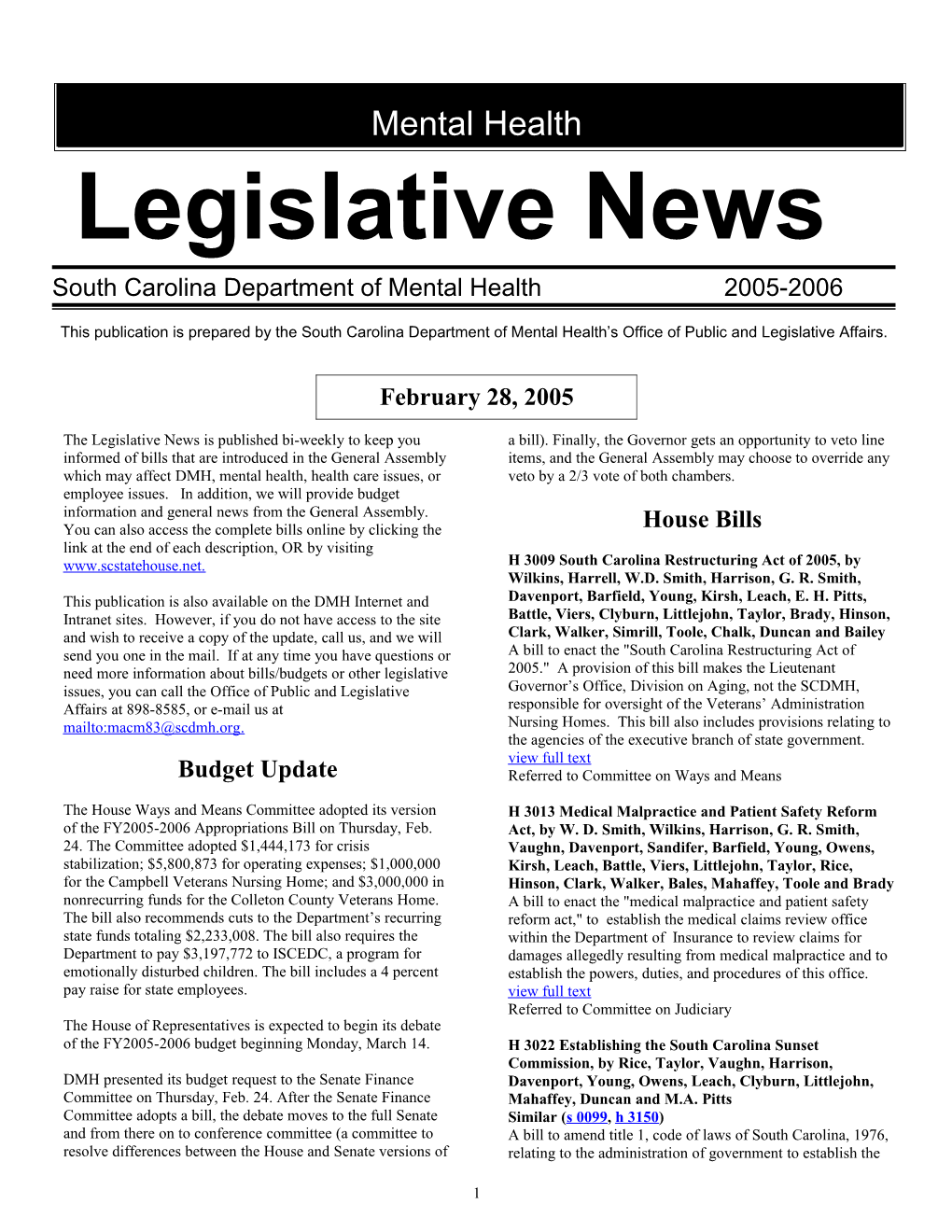 Legislative News