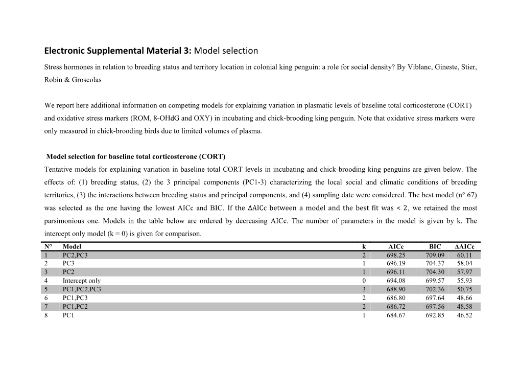 Electronic Supplemental Material 3: Model Selection