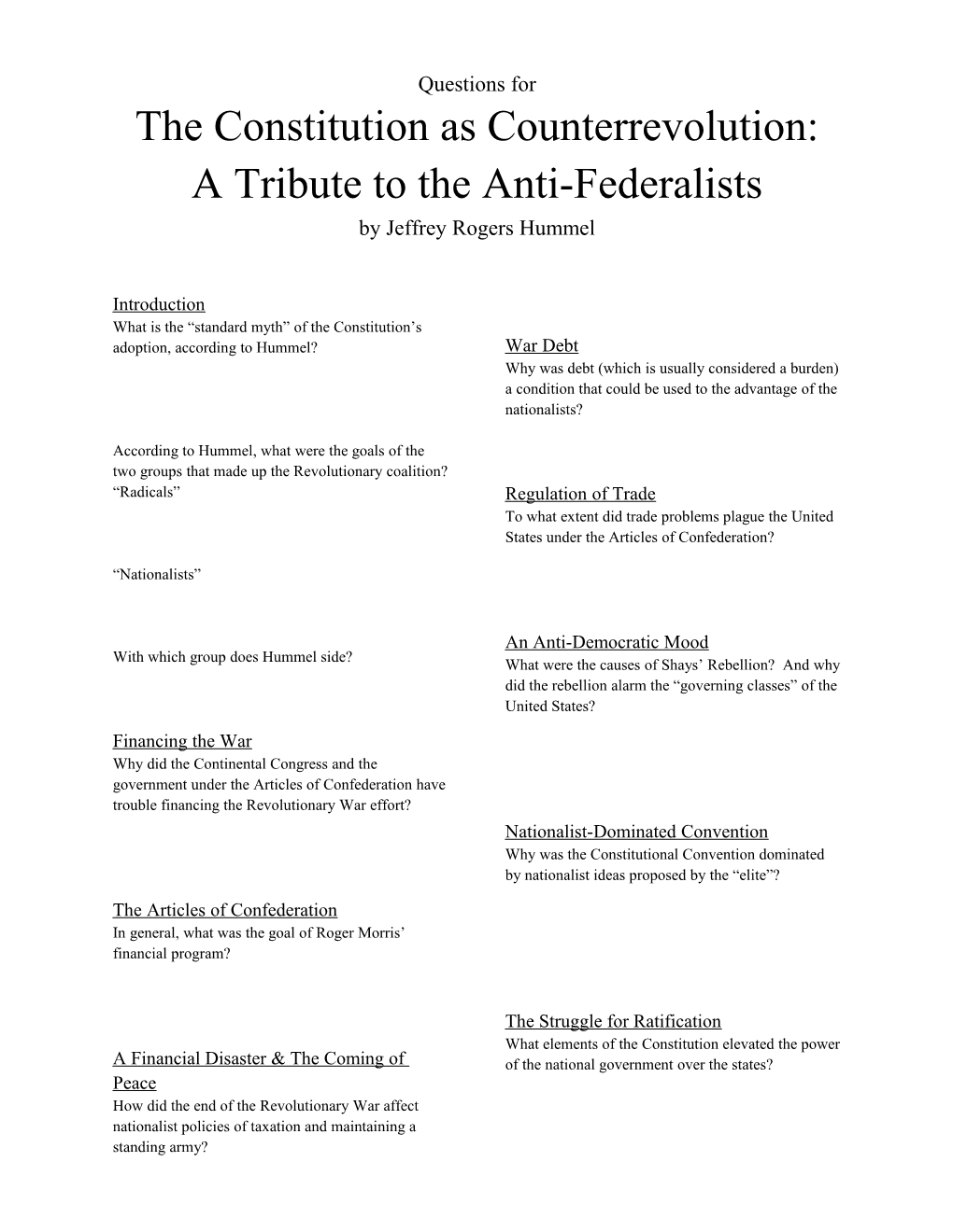 A Tribute to the Anti-Federalists