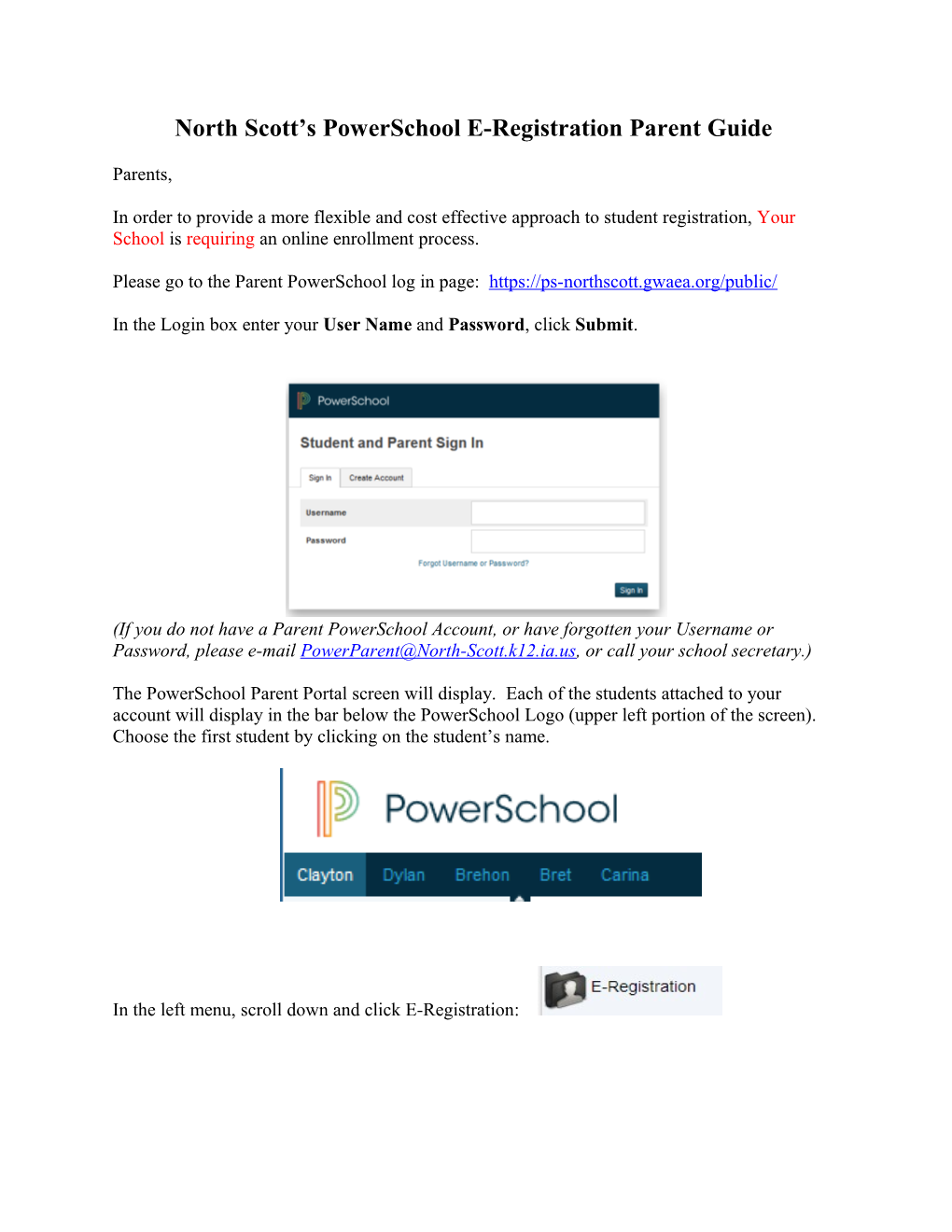 North Scott Spowerschool E-Registration Parent Guide