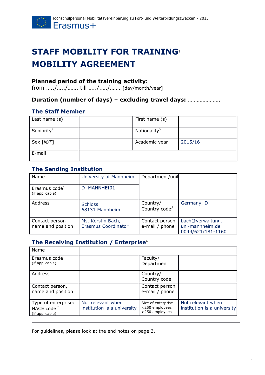 Planned Period of the Training Activity