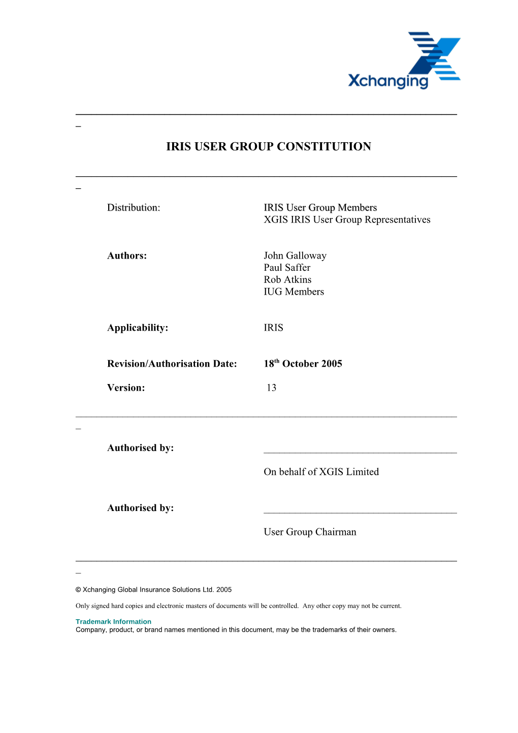 Iris User Group Constitution
