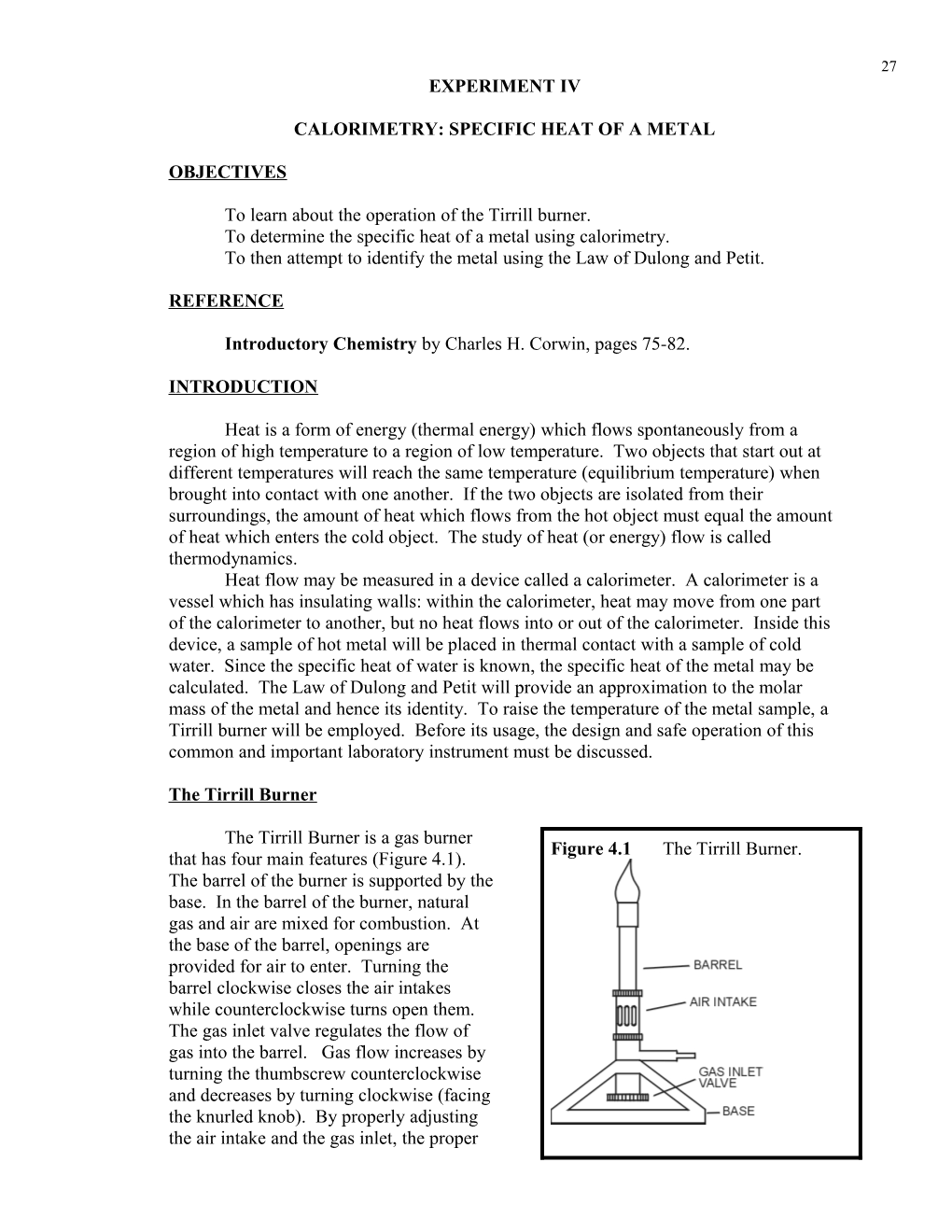 Calorimetry: Specific Heat of a Metal