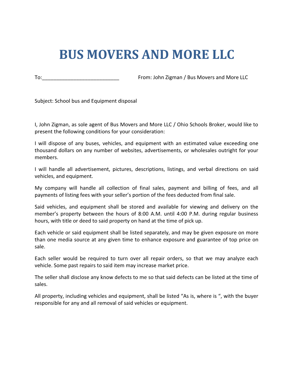 Bus Movers and More Llc