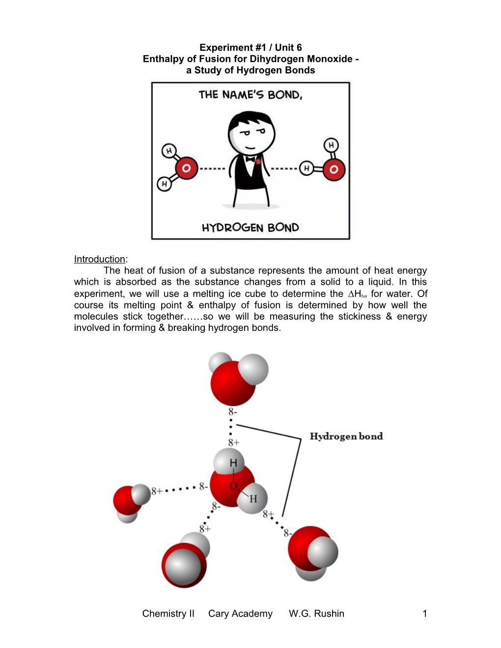 Enthalpy of Fusion for Dihydrogen Monoxide