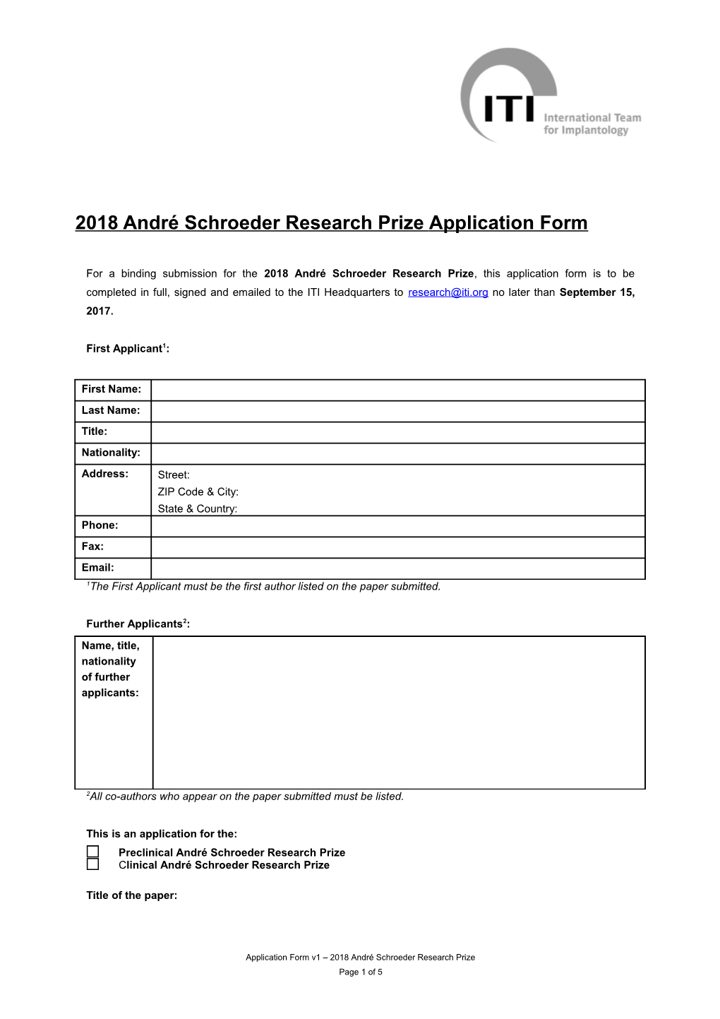 ITI Research Grant Application Guidelines
