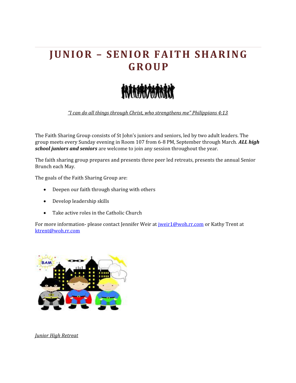 Junior Senior Faith Sharing Group