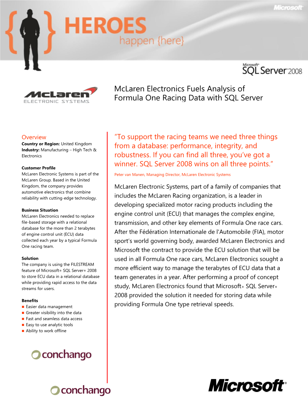 Mclaren Electronic Systemes - SQL Server 2008 Case Study