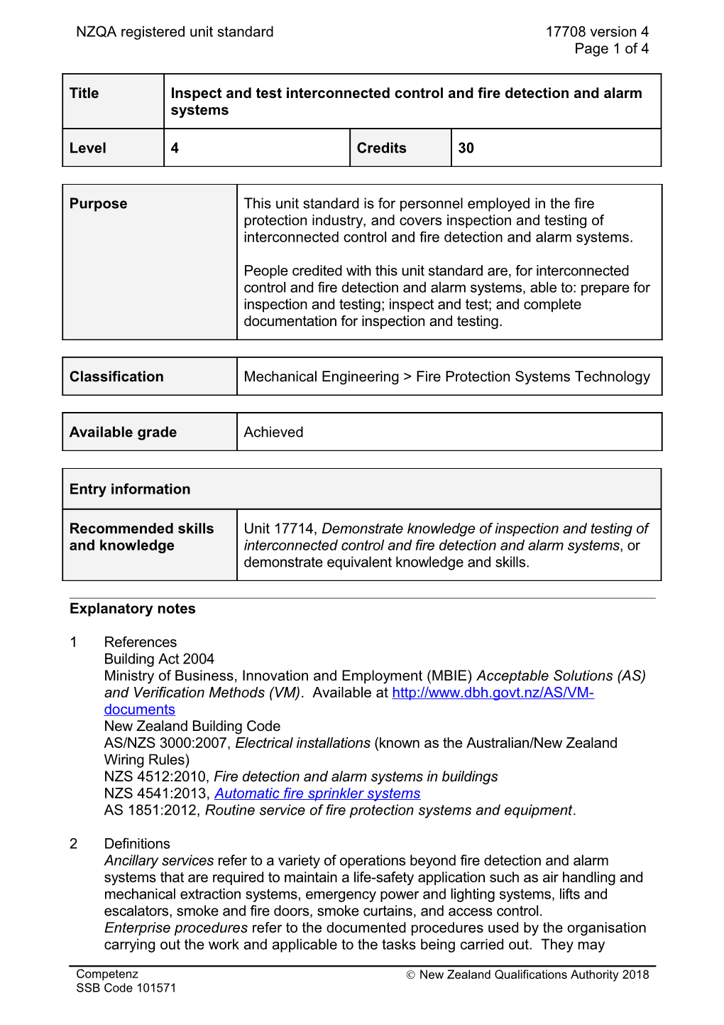 17708 Inspect and Test Interconnected Control and Fire Detection and Alarm Systems