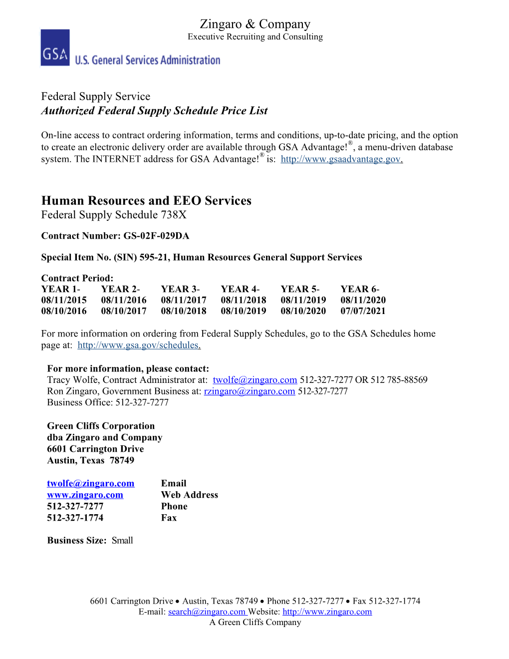 Special Item No. (SIN) 595-21, Human Resources General Support Services