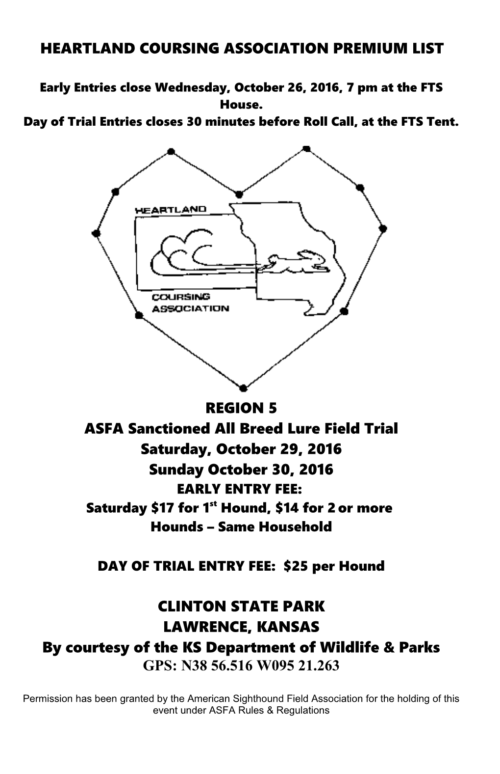 Heartland Coursing Association Premium List