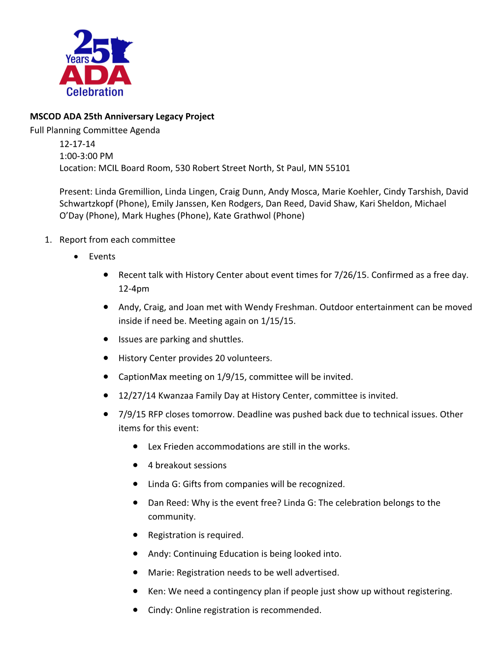 Full Planning Committee Notes, 12-17-14