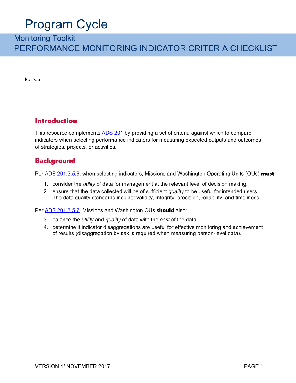 CLEARED - MT - Performance Monitoring Indicator Criteria Checklist