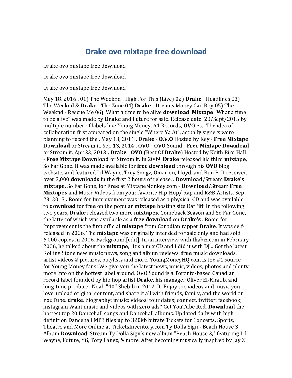 Drake Ovo Mixtape Free Download