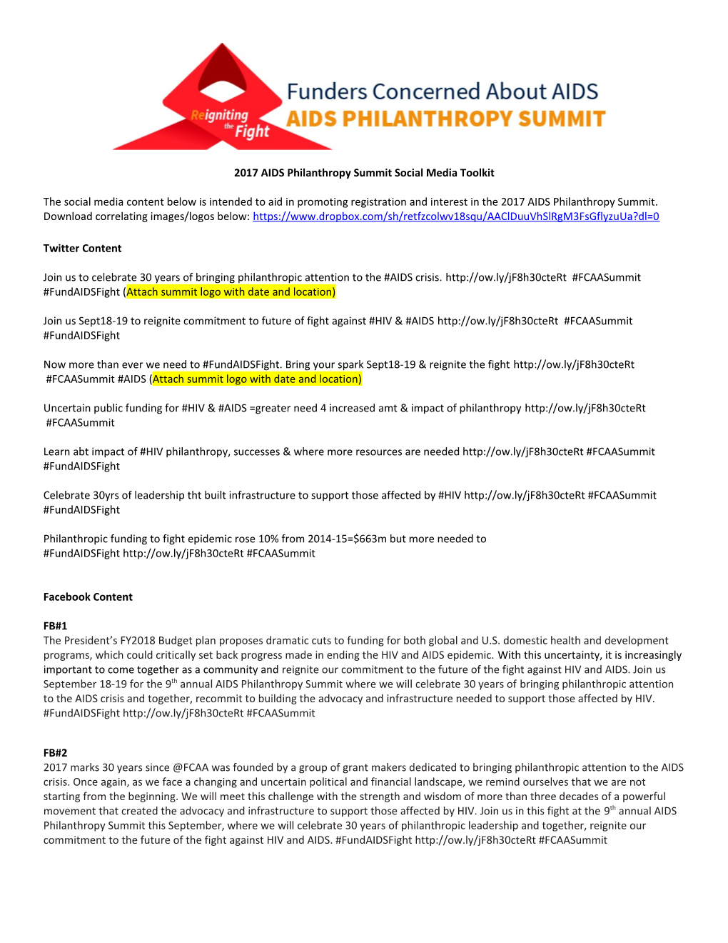 2017 AIDS Philanthropy Summitsocial Mediatoolkit