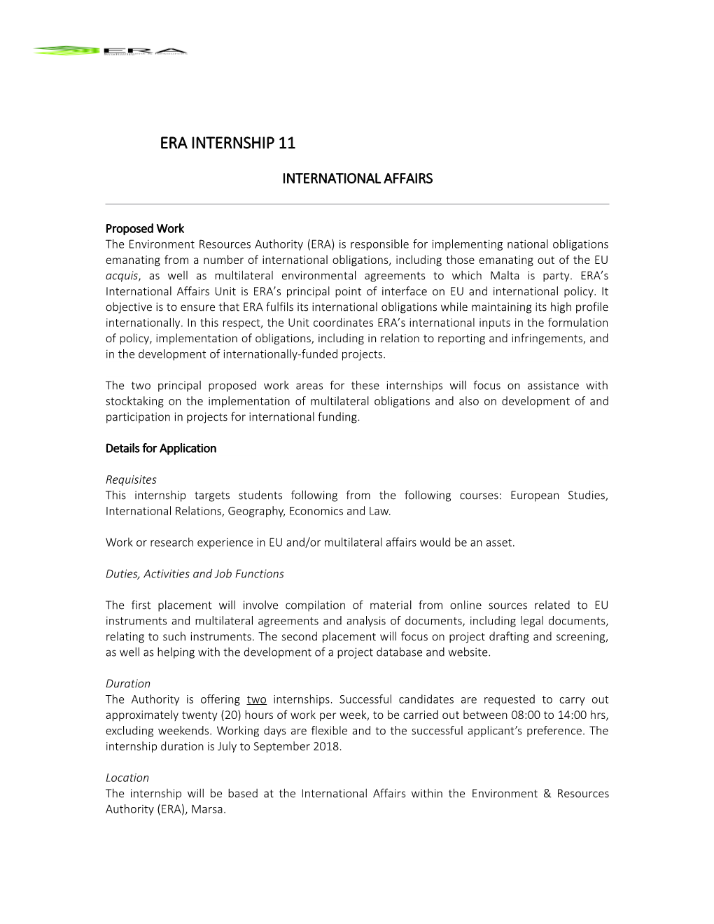 ERA-Internship-No(Complement)-Template-Final-13Mar18 International Affairs