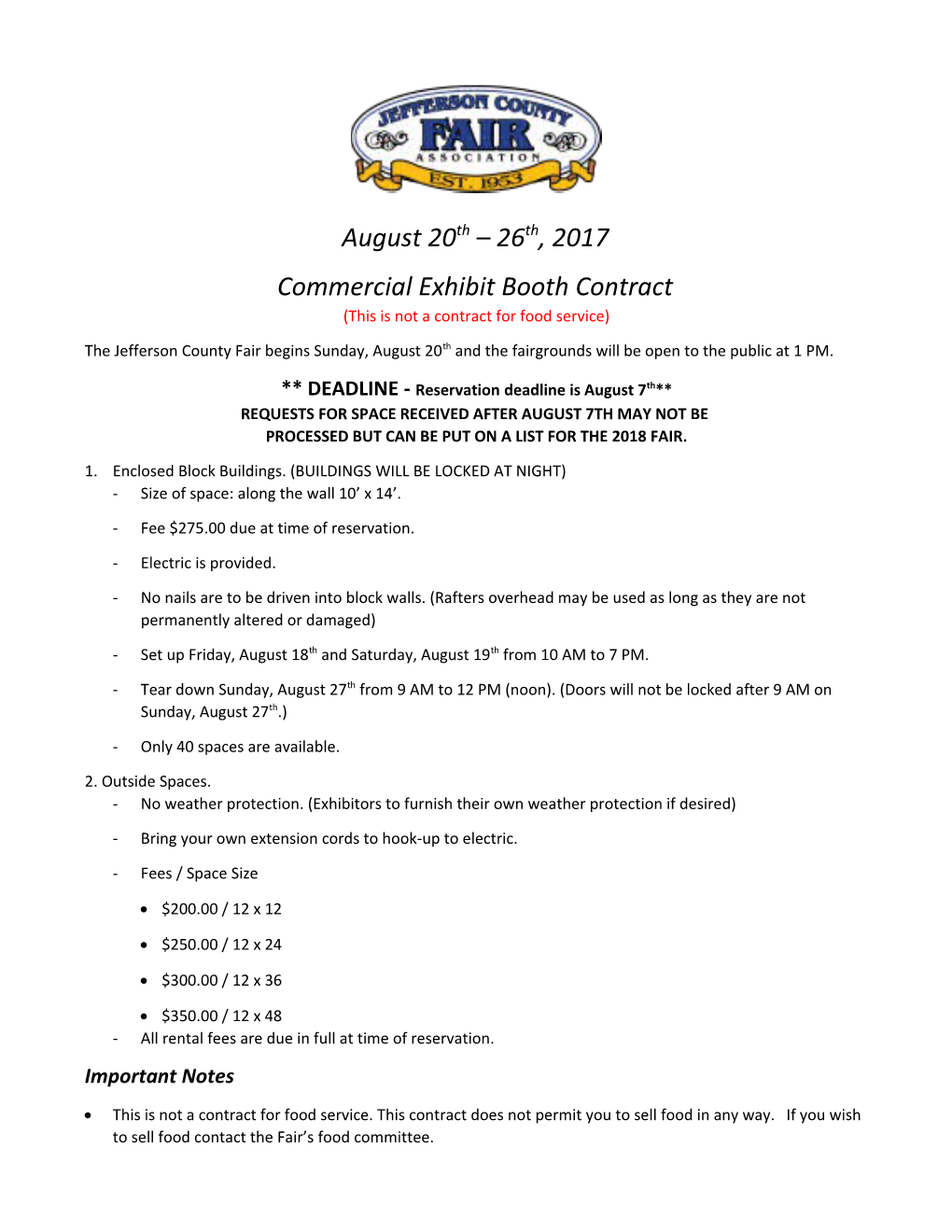 Commercial Exhibit Booth Contract
