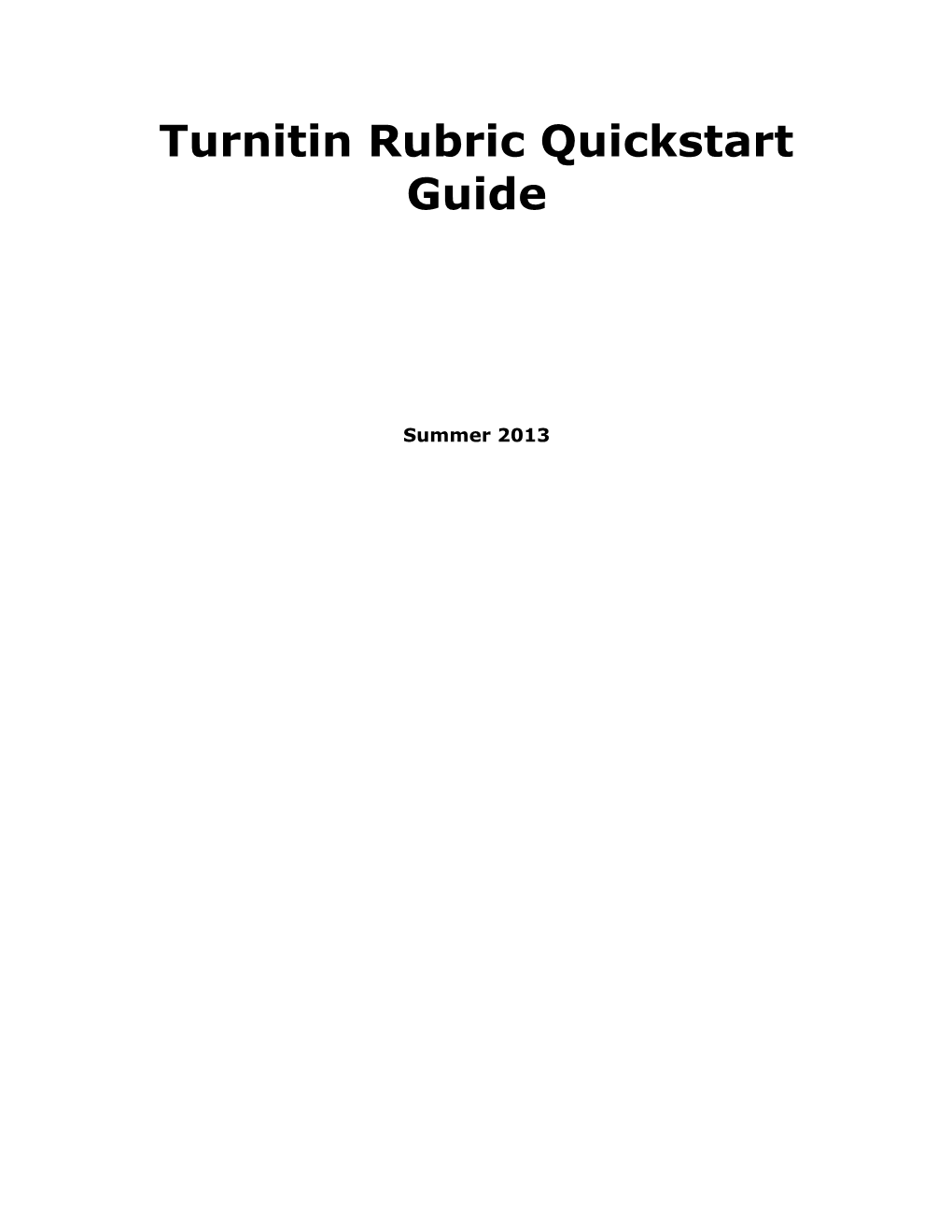 Turnitin Rubric Quickstart Guide