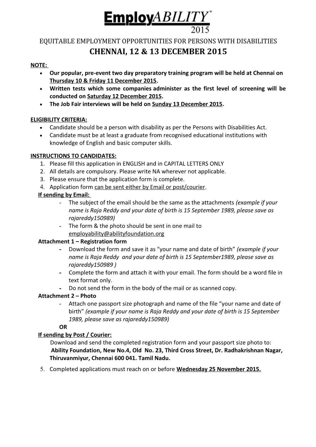 Equitable Employment Opportunities for Persons with Disabilities