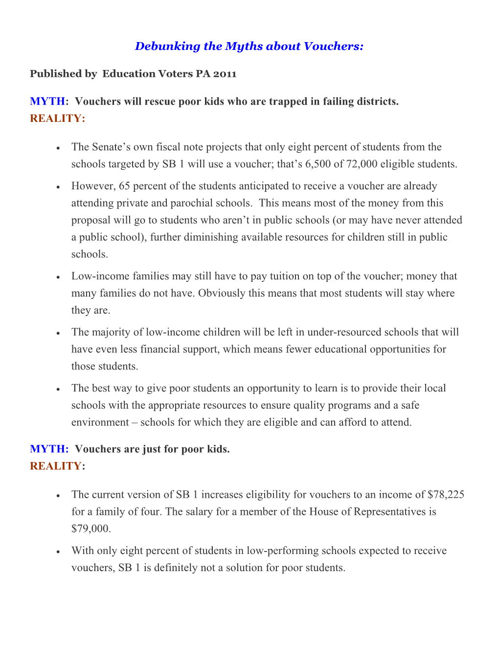 Debunking the Myths About Vouchers