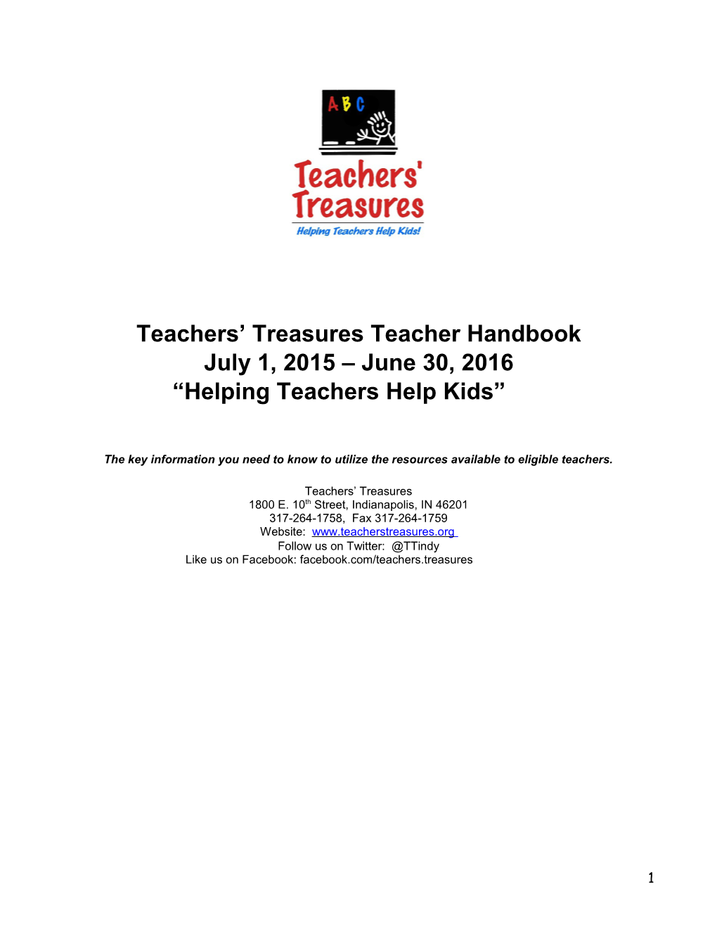 Teachers Treasures Teacher Handbook