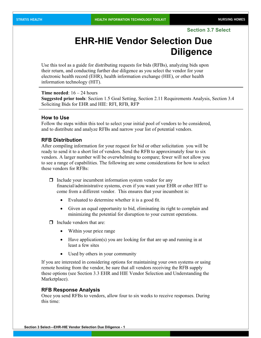 3 EHR-HIE Vendor Selection Due Diligence