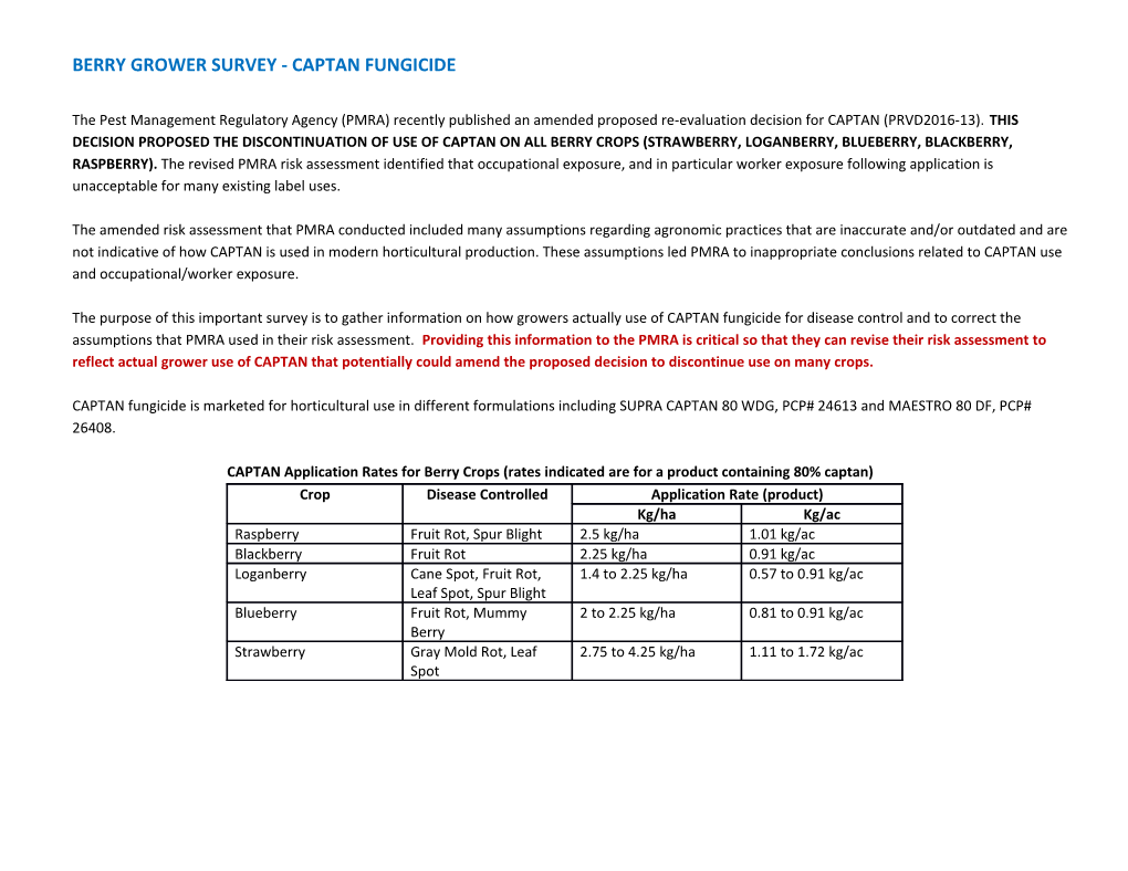 Berrygrower Survey - Captanfungicide