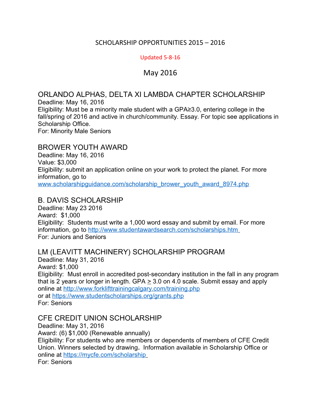 Orlando Alphas, Delta Xi Lambda Chapter Scholarship