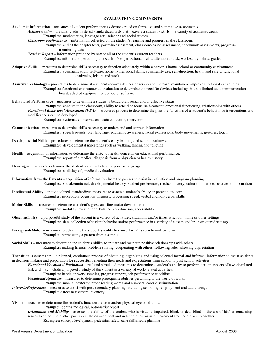 Evaluation Components