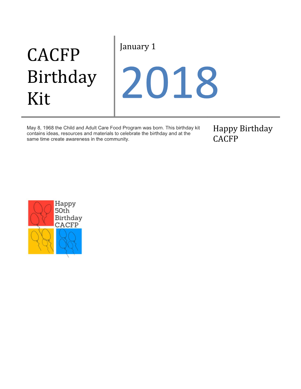 CACFP Birthday Kit