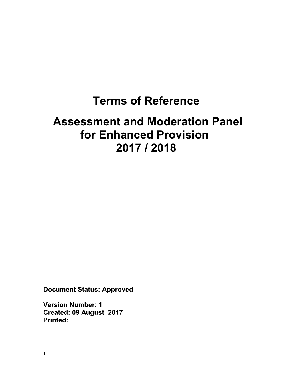 Project Terms of Reference