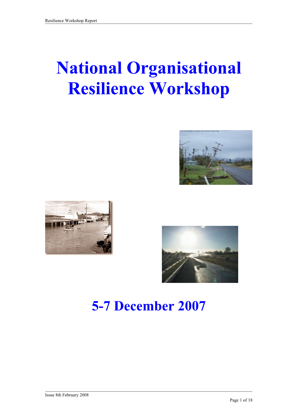 National Organisational Resilience Framework - the Outcomes DOC 492KB