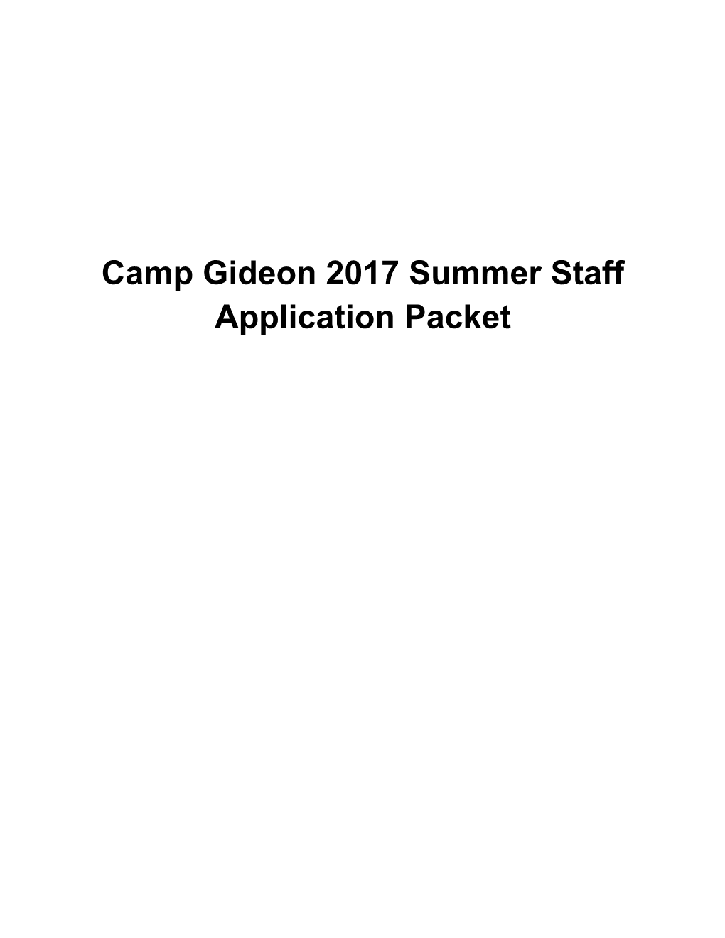 Camp Gideon 2017 Summer Staff