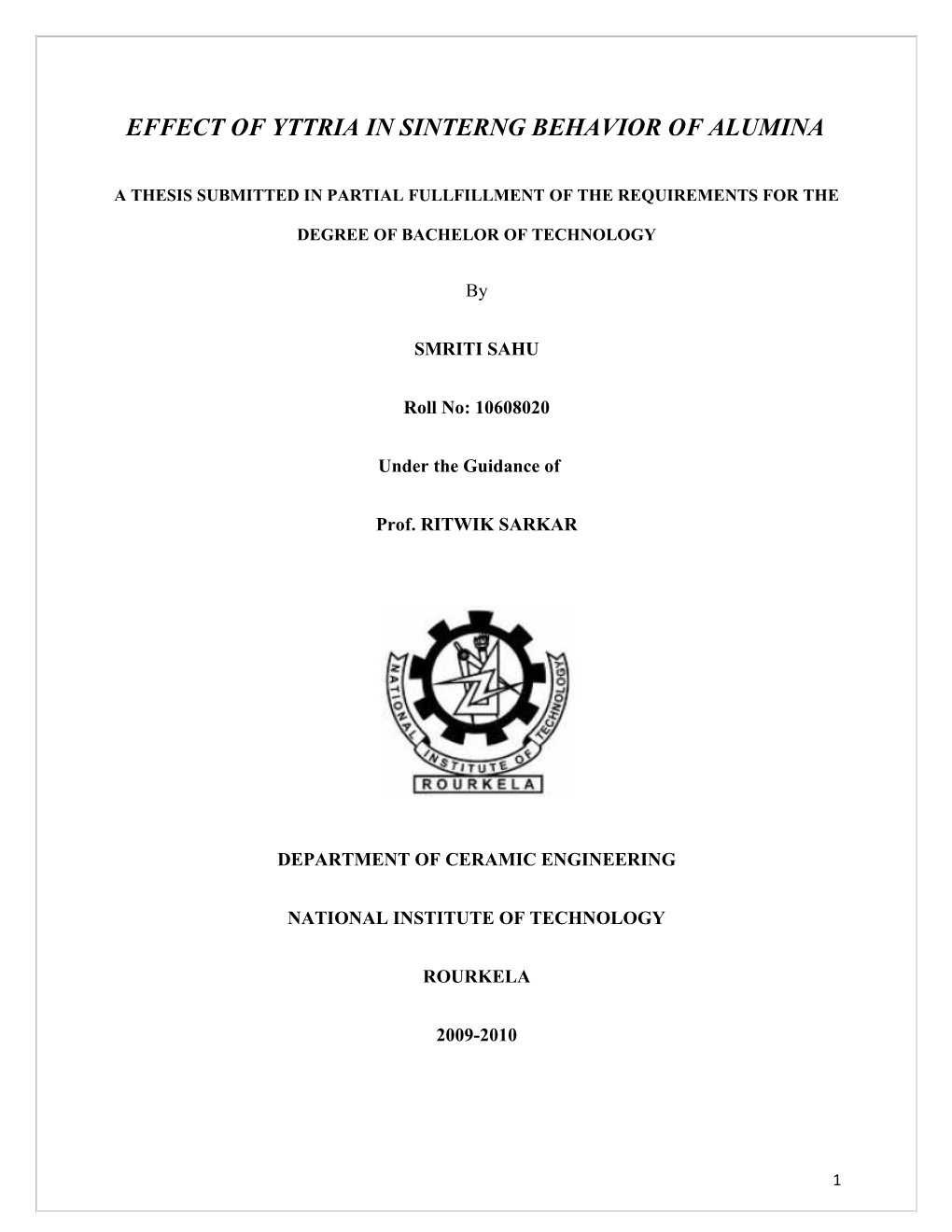 Effectof Yttriainsinterngbehaviorof Alumina