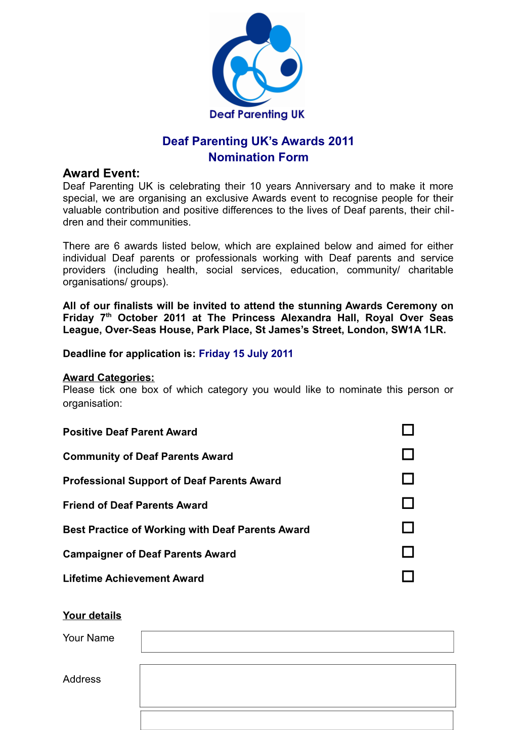 Deaf Sport Personality of the Year 2009/2010 Awards Voting Scheme