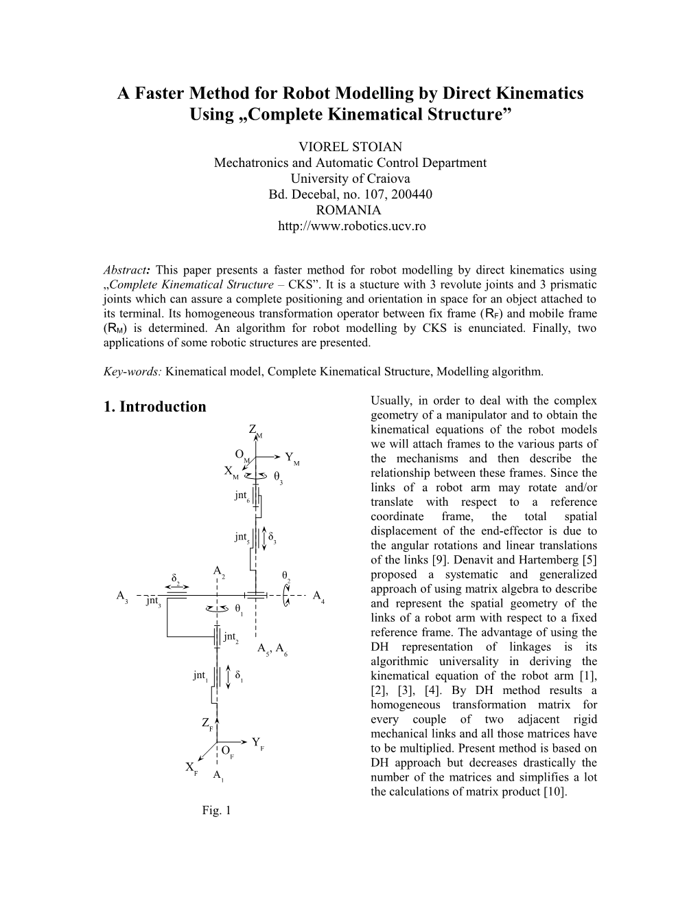 De Obicei, Ecuaţiile Cinematice Ale Roboţilor Sunt Formulate Prin Ataşarea Unui Set De