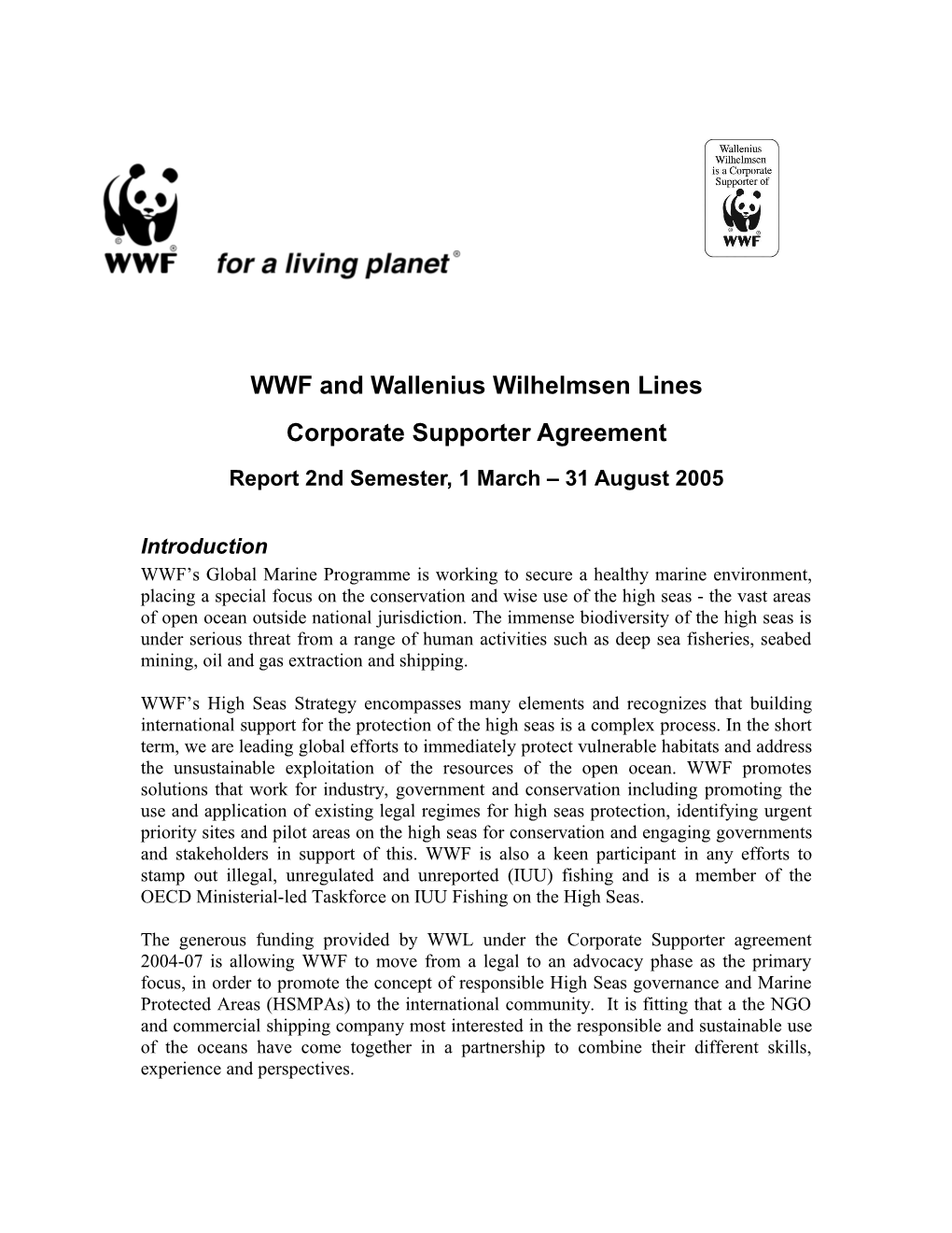 WWF and Wallenius Wilhelmsen Lines