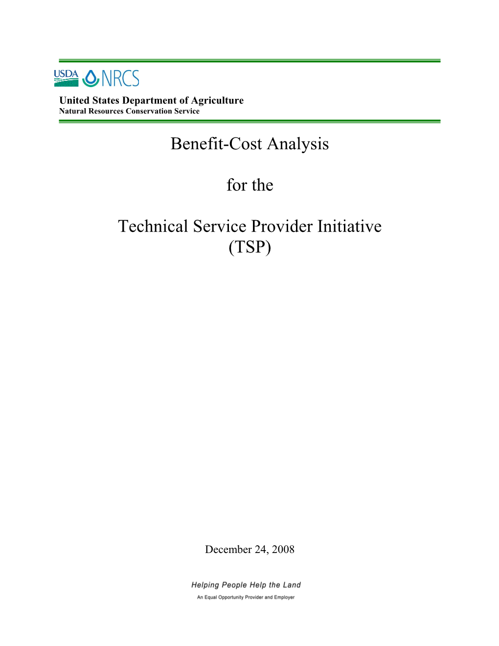 Conservation Security Program Economic Analysis