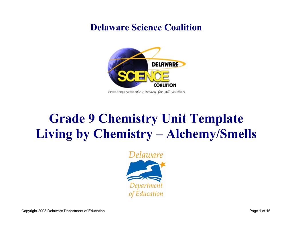 Grade 9 Chemistry Unit Template