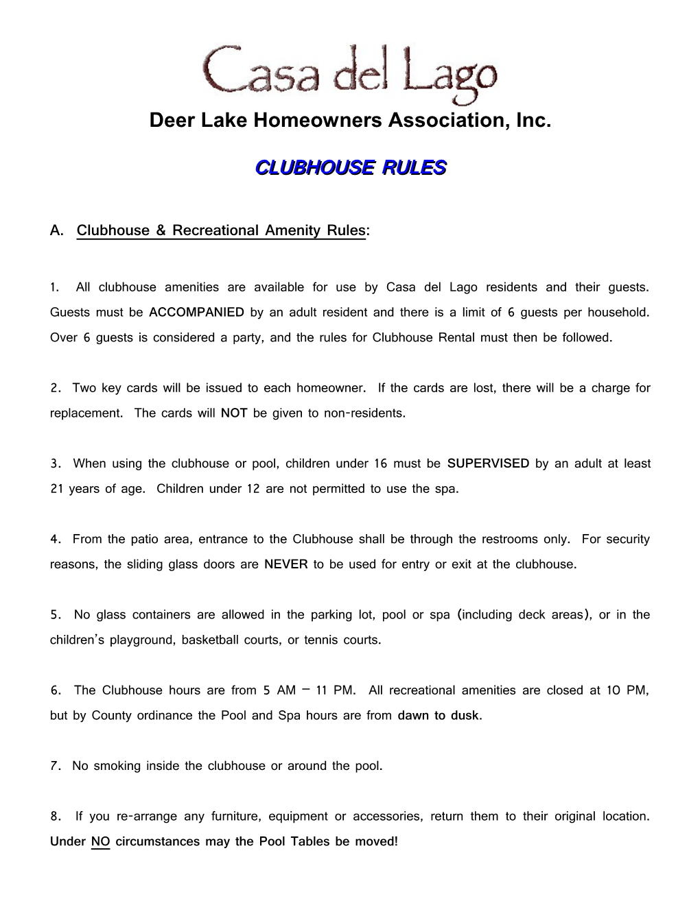 Deer Lakes Homeowners Association, Inc