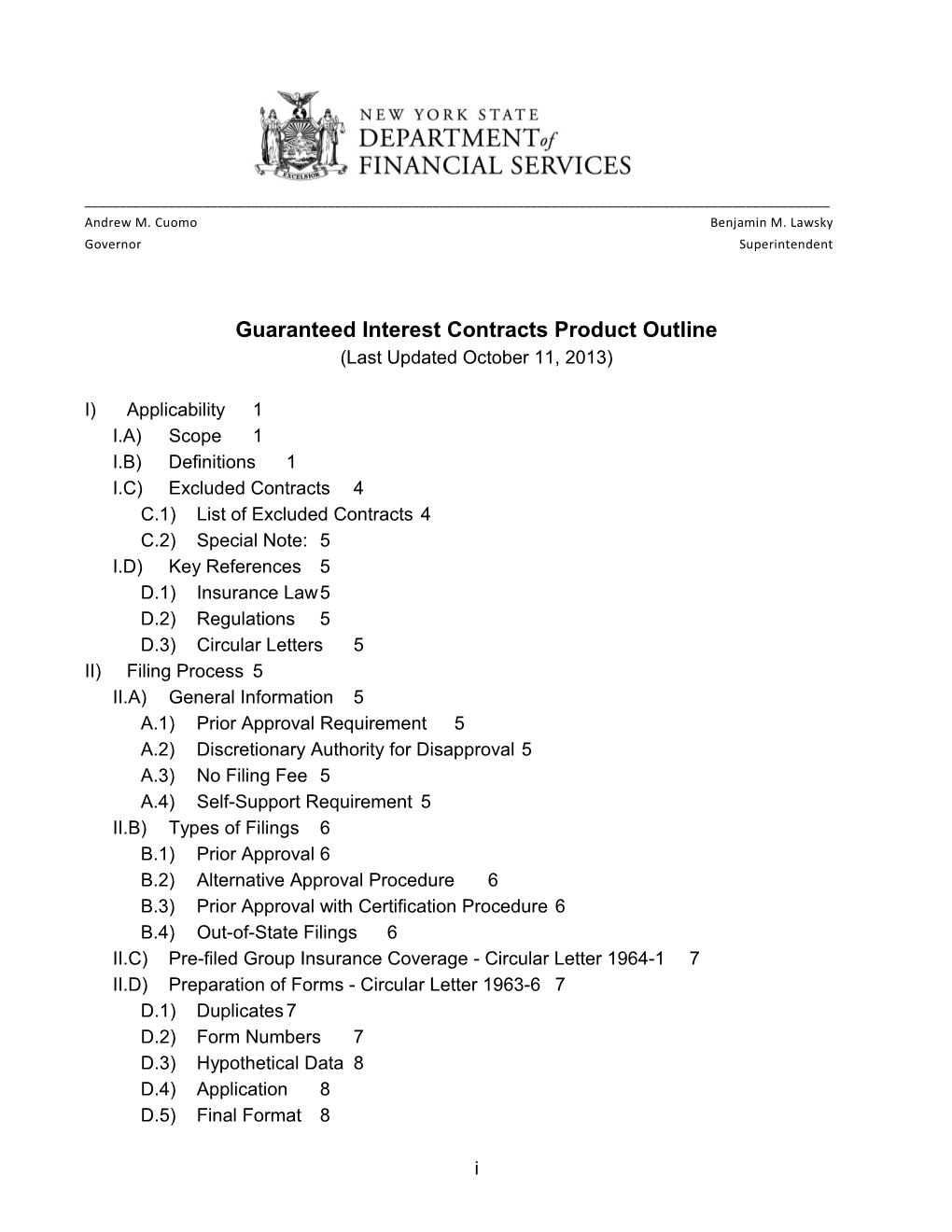 Guaranteed Interest Contracts Product Outline 2013