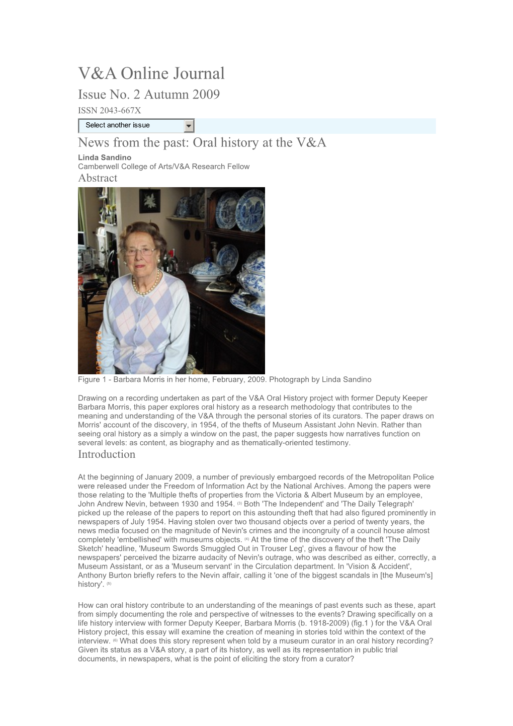 News from the Past: Oral History at the V&A