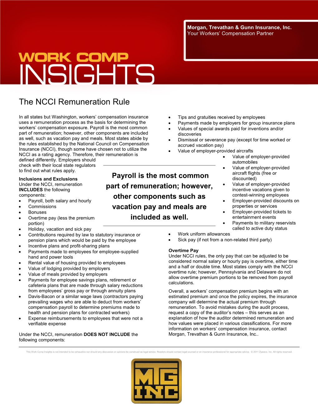 The NCCI Remuneration Rule