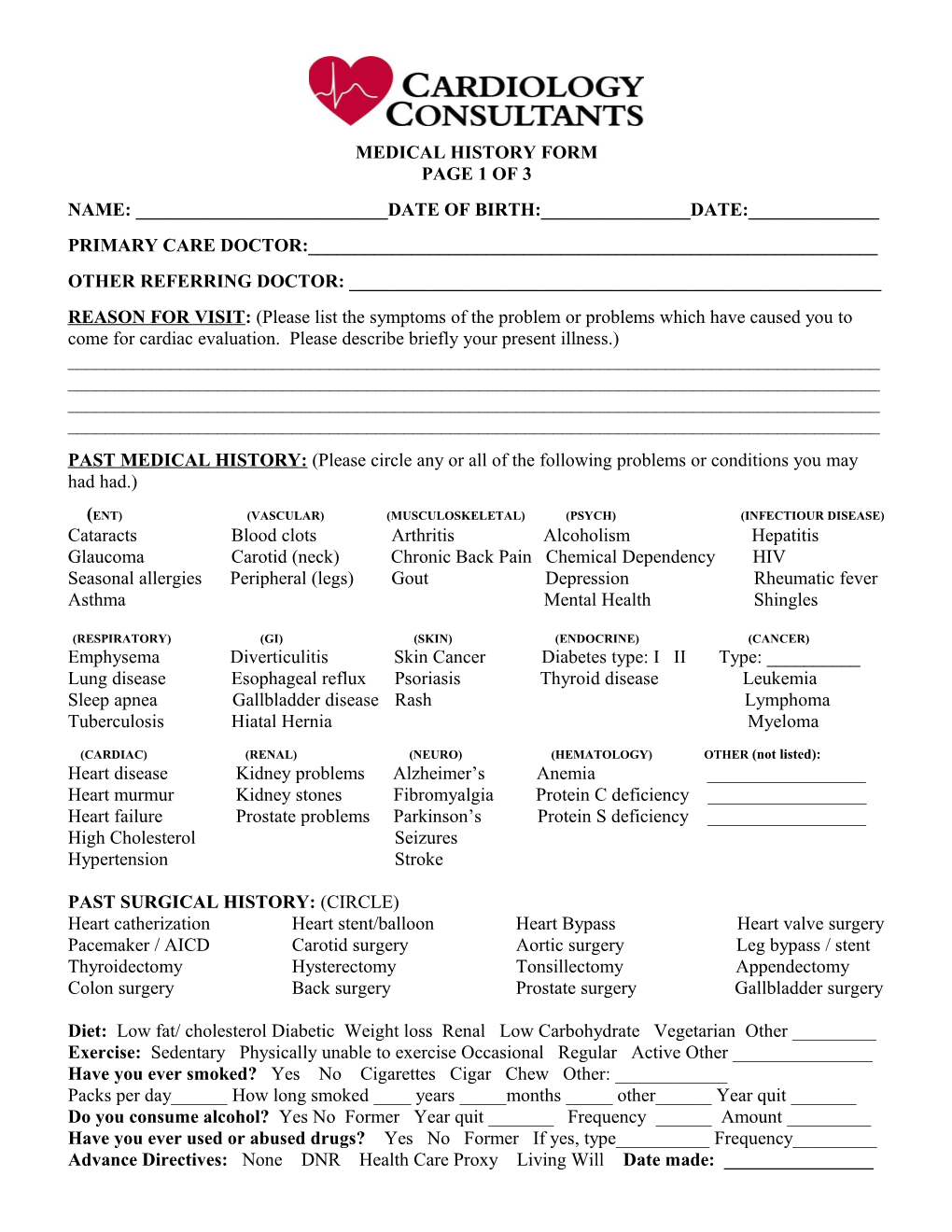 Medical History Form-Dr