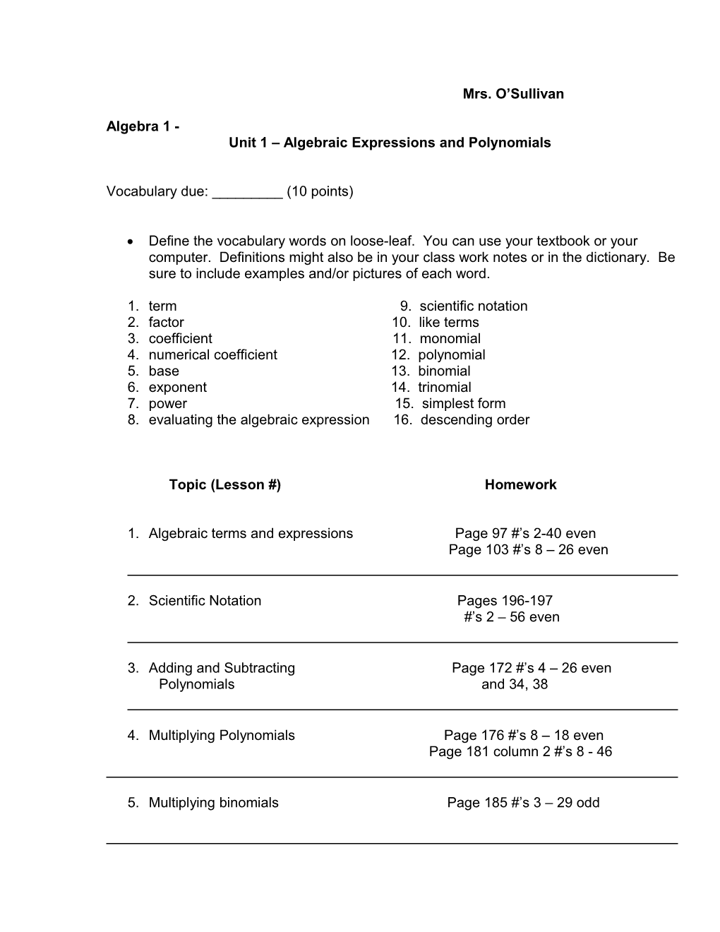 Math 7 - Unit 1 Graphs Mrs