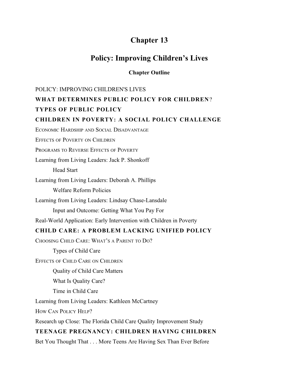 Policy: Improving Children S Lives