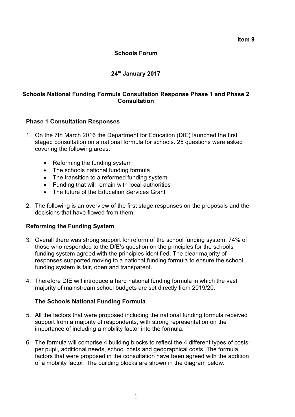 Schools National Funding Formula Consultation Response Phase 1 and Phase 2 Consultation